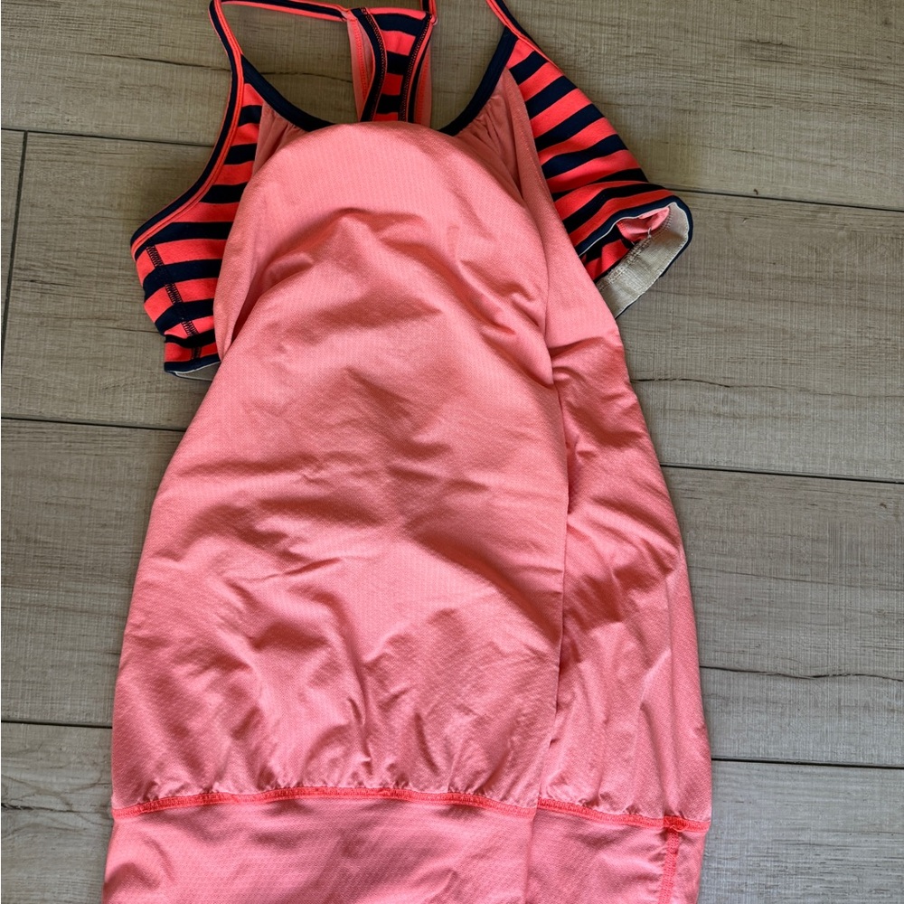 Lululemon Coral and Navy Striped top